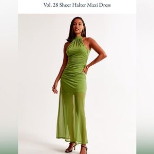 Abercrombie & Fitch Green Halter Style Sheer Maxi Dress